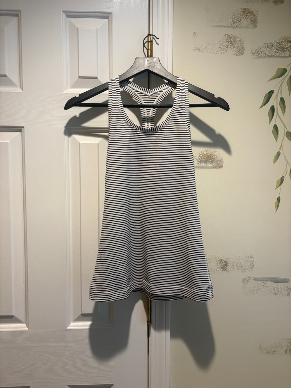 lululemon athletica Black and White Striped Racerback Tank